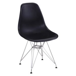 Modern műanyag szék fém lábbal, fekete - UPPSALA