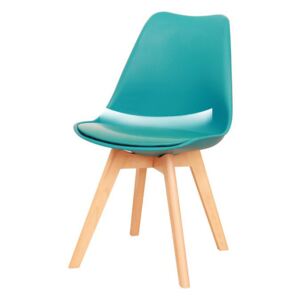 Modern műanyag szék üléspárnával, bükk - petróleum - CARDIFF