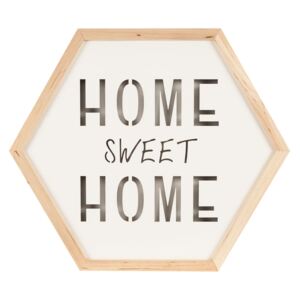 LED-es világító fali dekoráció, Home sweet Home felirattal, hatszögletű, fehér - FJORD