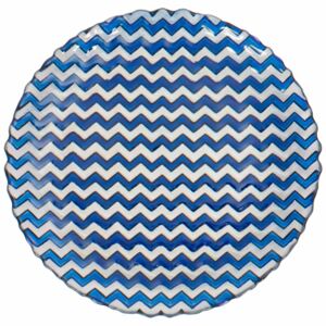 Üveg tányér, hullám mintával, 21 cm, sötétkék - CHEVRON