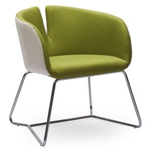 Modern fotel hajlított acél lábakkal, zöld - CLODETTE