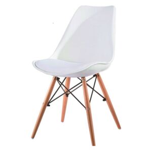 Modern műanyag szék üléspárnával, fehér - SMALA