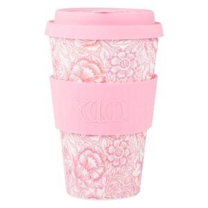 Hordozható kávéspohár rózsaszín, virágos 400 ml - POPPY