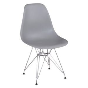 Modern műanyag szék fém lábbal, szürke - UPPSALA