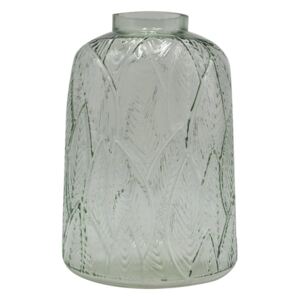 Levél nyomatos üveg váza, 14,5 cm, világoszöld - BOTANIC