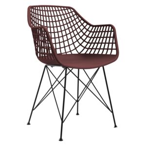 Modern műanyag, hálós szék, burgundi - JAZZ