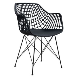 Modern műanyag szövött szék, fekete - JAZZ