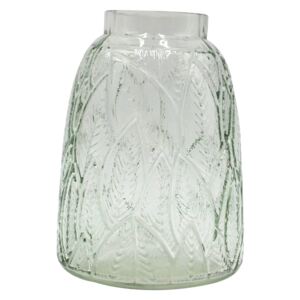 Levél nyomatos üveg váza, 11,5 cm, világoszöld - BOTANIC