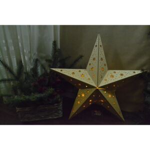 Nagy méretű fa világító csillag - barna (m. 30 cm)