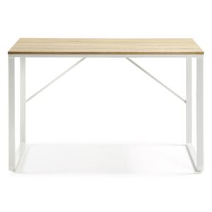 Lisbet fehér íróasztal fa dekoros asztallappal - La Forma