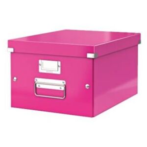 Irattároló doboz, A4, lakkfényű, LEITZ Click&Store, rózsaszín (E60440023)