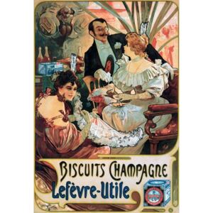 Mucha, Alphonse Marie - Poster advertising Biscuits Champagne Lefèvre-Utile Festmény reprodukció