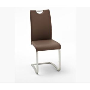 Koeln szánkótalpas szék műbőr ülőfelülettel, krómozott vázzal barna színben