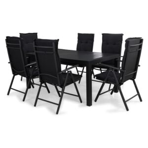 Asztal és szék garnitúra VG4079 Sötétszürke + fekete