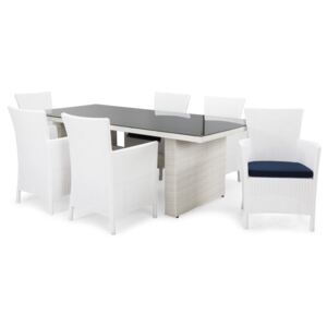Asztal és szék garnitúra VG3985 Fehér + szürke + kék