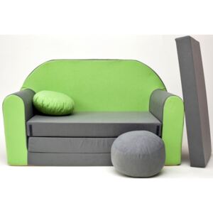 Gyerek kanapé - zöld/szürke A 1+ Sofa gray-green