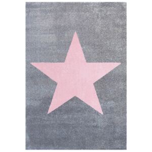 Gyerek szőnyeg STAR ezüst-szürke-rózsaszín 120 x 180 cm