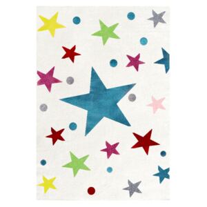 Gyerek szőnyeg STARS krémszín különböző színű csillagokkal 80 x 150 cm