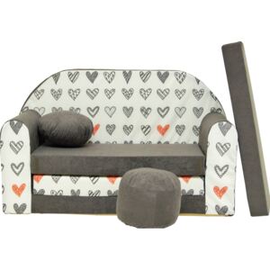Gyerek kanapé - szívecskék - szürke A45 Grey Mouse