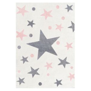 Gyerek szőnyeg STARS krémszínű - rózsaszín 120 x 180 cm