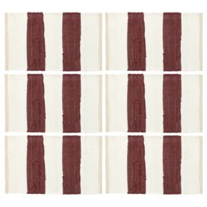 6 darab fehér-burgundi vörös csíkos pamut rongyalátét 30x45 cm