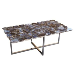 Rozsdamentes acél dohányzóasztal köves asztallappal, 110 x 60 cm - Kare Design