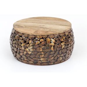 Caramel natúr fa és fém dohányzóasztal, ⌀ 55 cm - WOOX LIVING