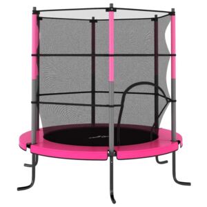 VidaXL kerek rózsaszín trambulin biztonsági hálóval 140 x 160 cm
