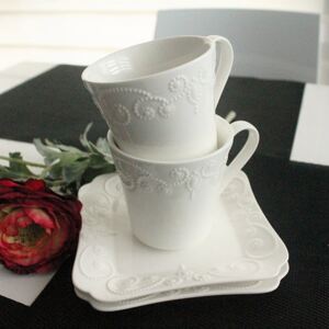 Dombornyomású porcelán csésze aljjal - 2 személyes - 200 ml - ING
