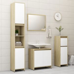 VidaXL 3 részes fehér-sonoma színű forgácslap fürdőszobai bútorszett