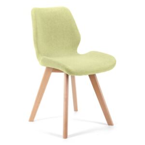Skandináv stílusú szék fa lábakkal zöld