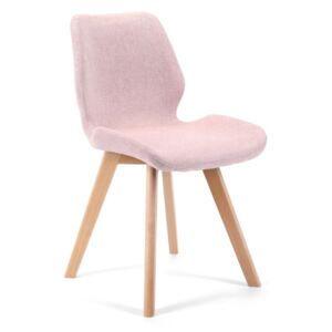 Skandináv stílusú szék fa lábakkal rózsaszín
