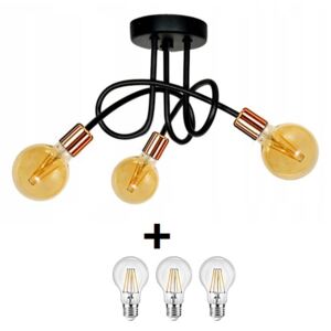Glimex Louis fix mennyezeti lámpa réz 3x E27 + ajándék LED izzók
