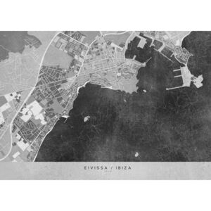 Gray vintage map of Ibiza Térképe, Blursbyai
