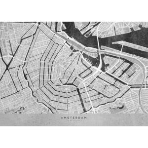 Gray vintage map of Amsterdam Térképe, Blursbyai
