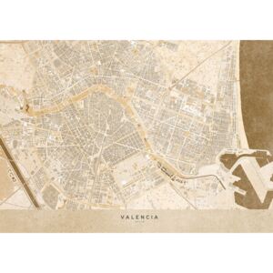 Gray vintage map of Valencia Térképe, Blursbyai