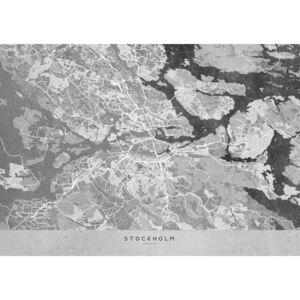 Gray vintage map of Stockholm Térképe, Blursbyai