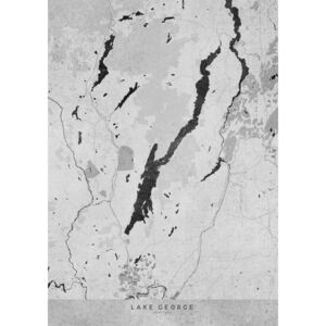 Gray vintage map of Lake George Térképe, Blursbyai