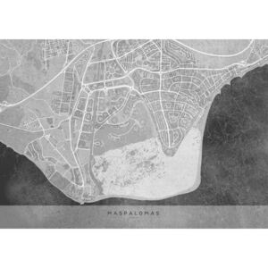 Gray vintage map of Maspalomas Térképe, Blursbyai