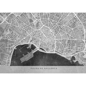 Gray vintage map of Palma de Mallorca Térképe, Blursbyai