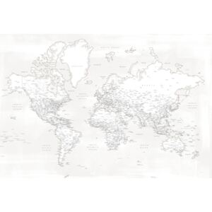Almost white detailed world map Térképe, Blursbyai