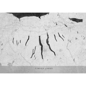 Gray vintage map of Finger Lakes Térképe, Blursbyai