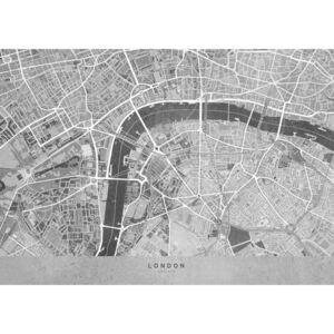 Gray vintage map of London downtown Térképe, Blursbyai