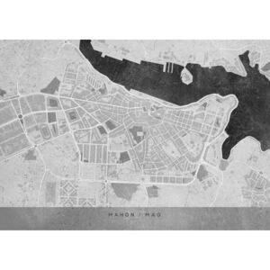 Gray vintage map of Mahon Térképe, Blursbyai