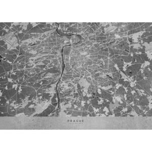 Gray vintage map of Prague Térképe, Blursbyai