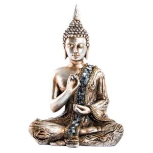 Figura buddha, műgyanta, 19x11x27, aranyozott tükör (készletről)