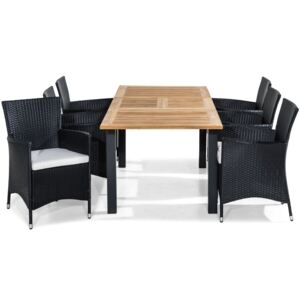Asztal és szék garnitúra VG4648 Fekete + barna + fehér