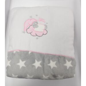 Bunny Baby dupla bélelt wellsoft takaró szürke csillagos rózsaszín alvó maci 75x100