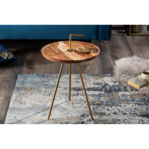 Príručný stolík CLEVO 36 cm - prírodná, zlatá