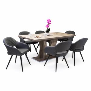 Bella asztal Cristal székekkel | 6 személyes étkezőgarnitúra